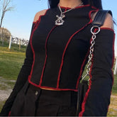 Dark Grunge Patchwork Gothic Cropped Top